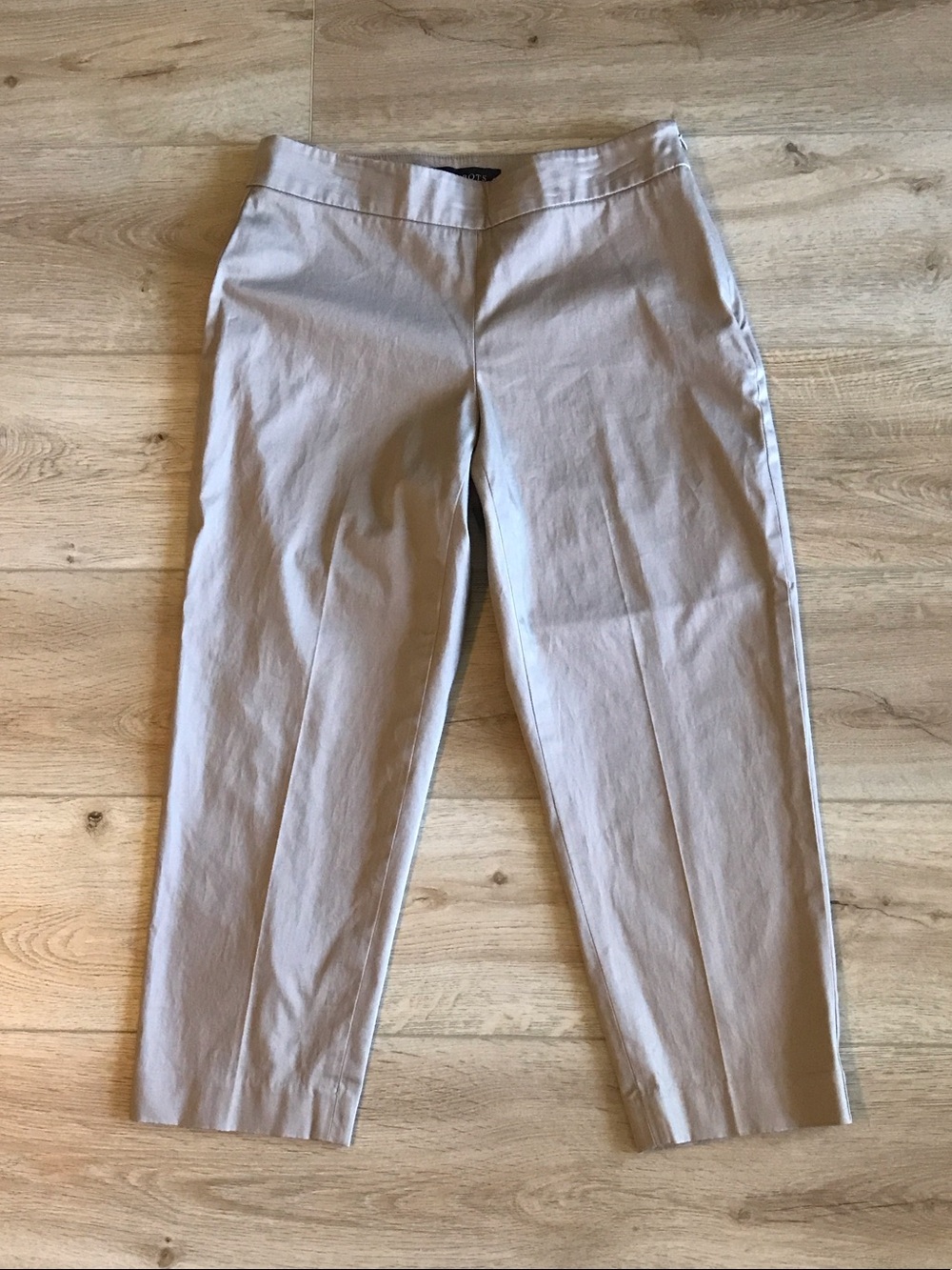 Talbots Cropped Straight-Leg Side Zip Pants Dark Khaki Size 2 Petite